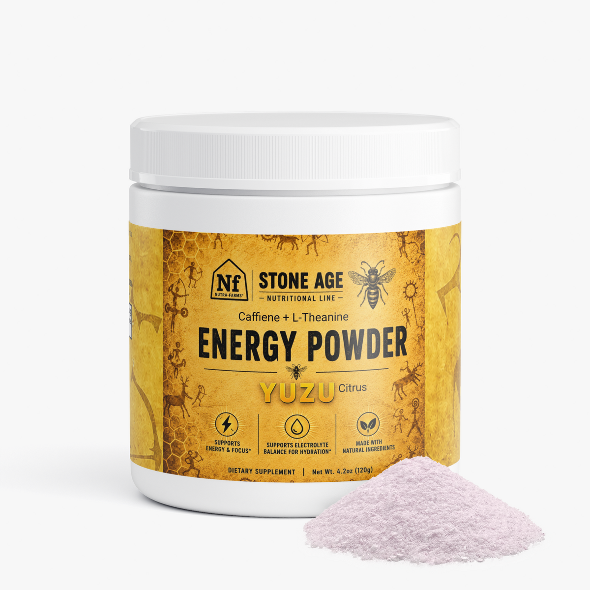 Stone Age Energy/Focus Powder – Caffeine + L-Theanine, Sugar-Free Yuzu Flavor