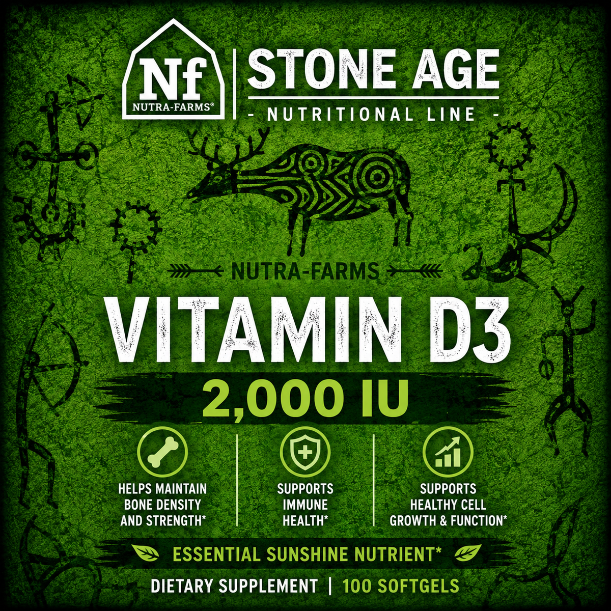 Stone Age Vitamin D3 Sunshine Wellness Softgels | 100 Count