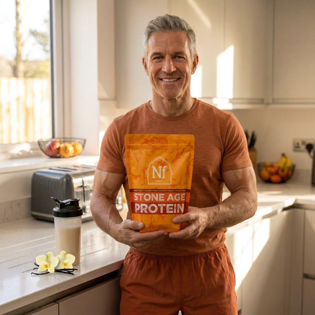 Male Model Vanilla Protein Proper Scale