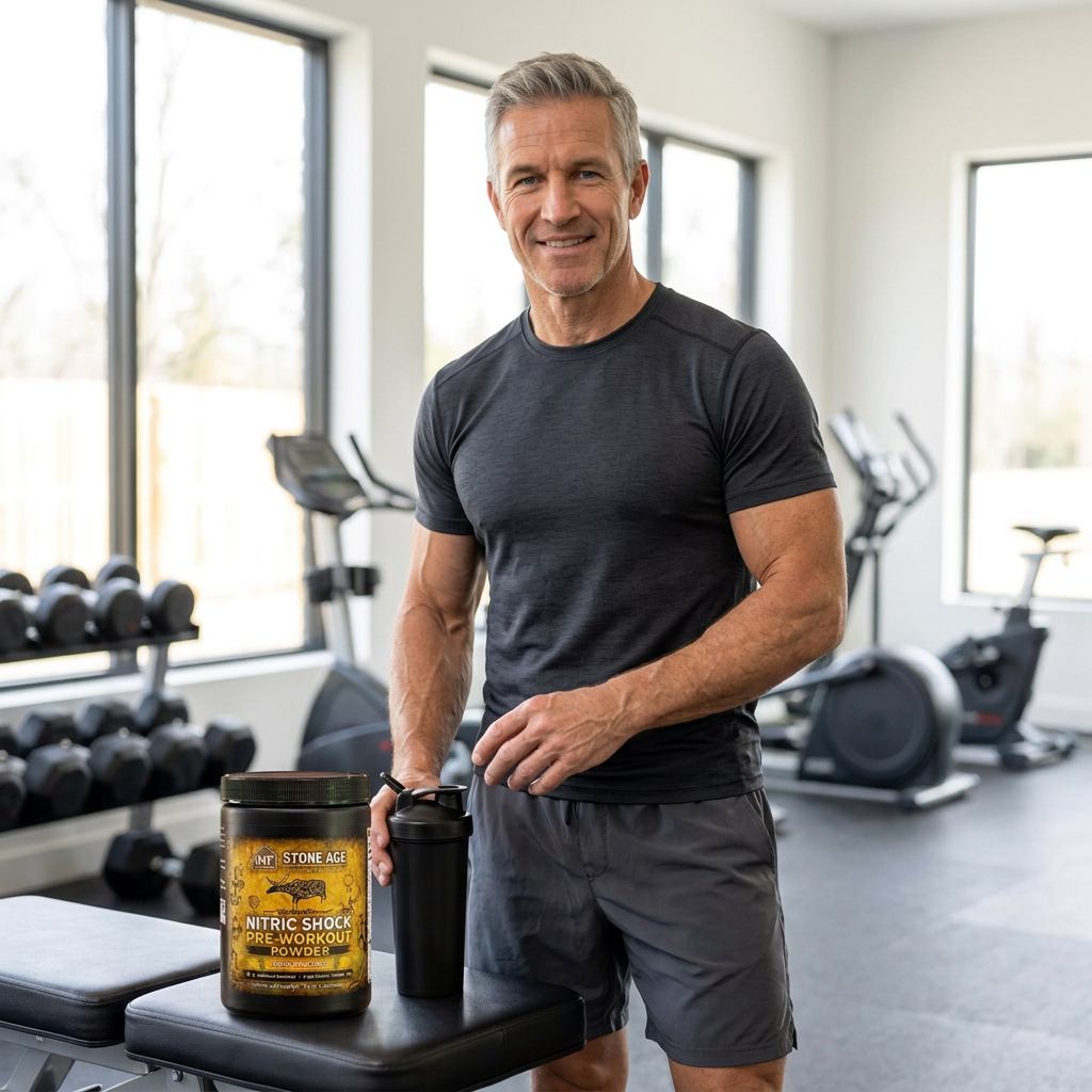 Nitric Shock lifestyle image with male model in a gym