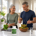 Older couple preparing a meal with Stone Age GLP-1 Support on the counter